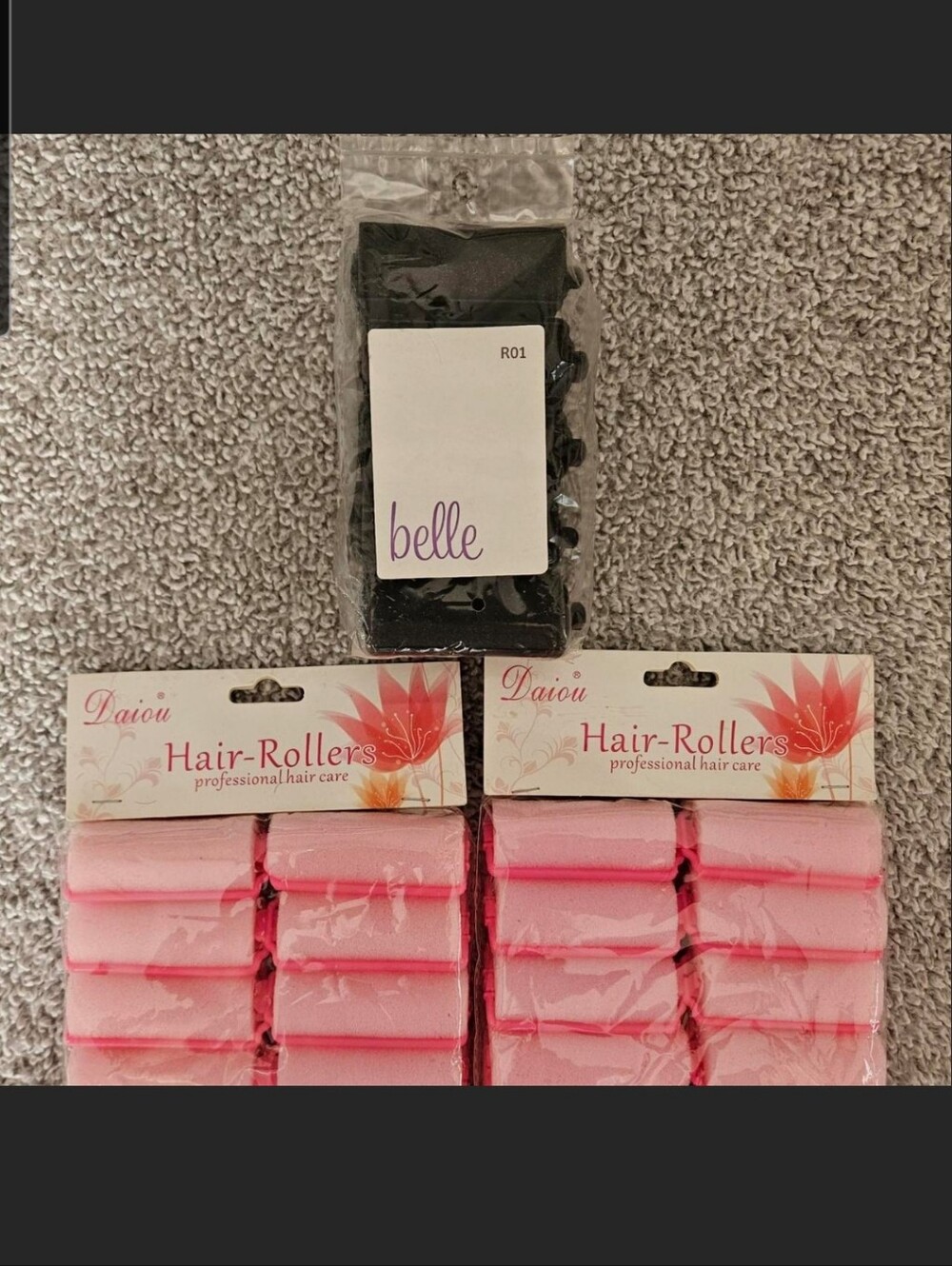 Belle Black Hair Rollers + Pink Foam Hair Rollers